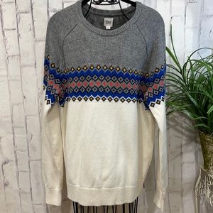 The Gap Fair Isle Sweater Pull Over Crewneck Color Block Wool Blend